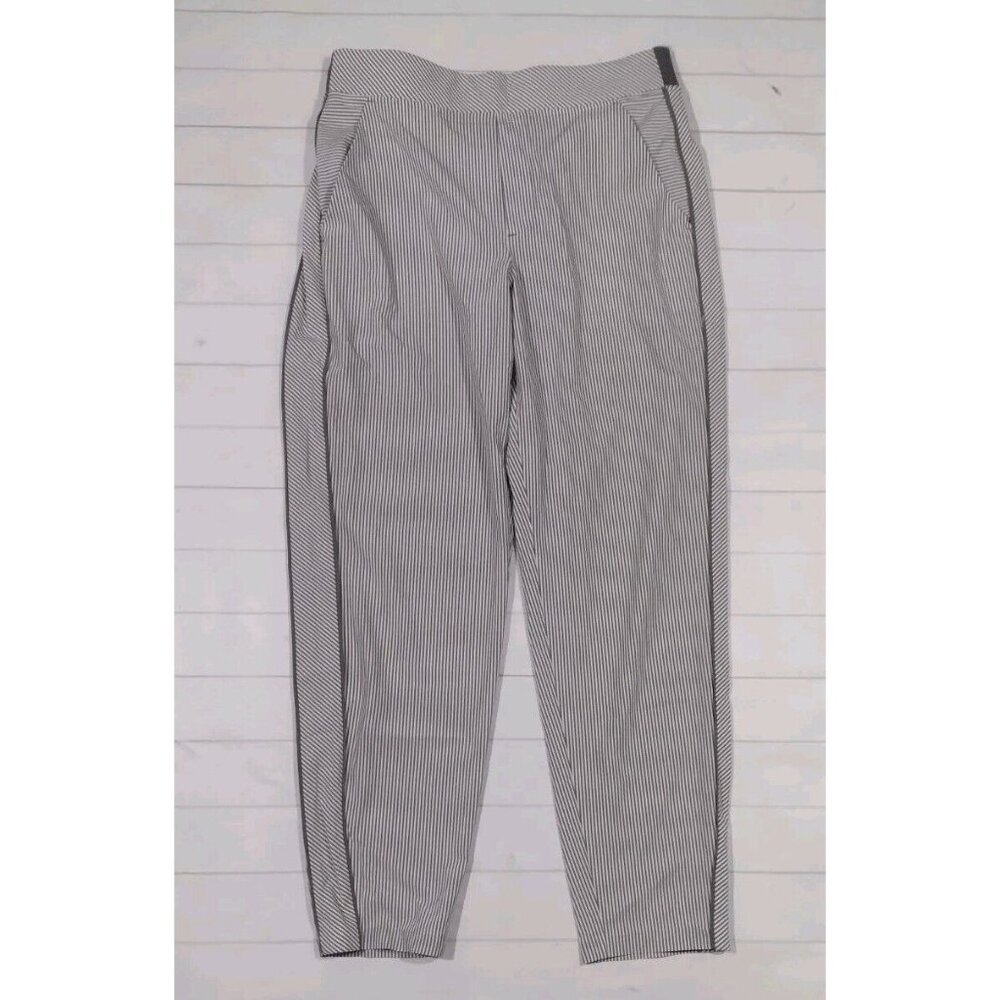 Athleta Black and White Striped Track Pants